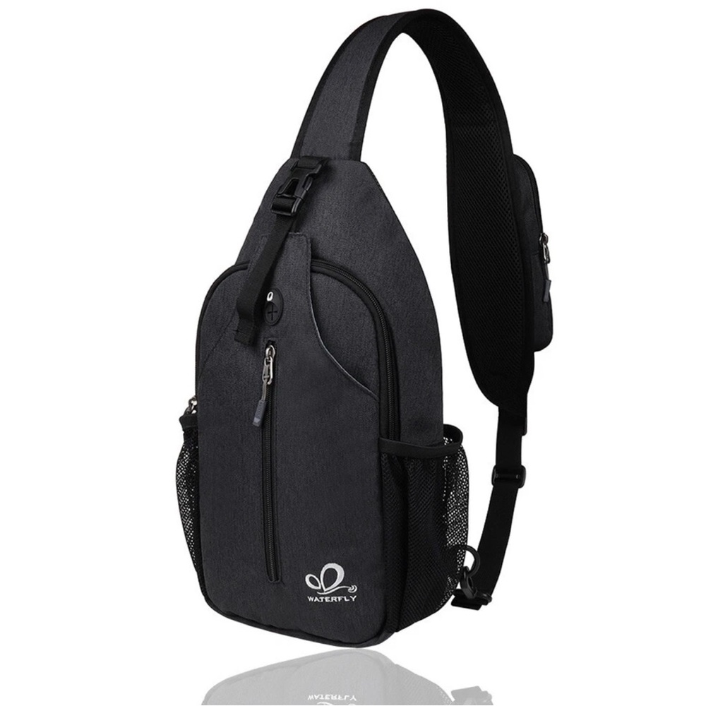 Waterfly Black Sling Bag Chest Pack Crossbody Backpack  Women Men Travel Hiking